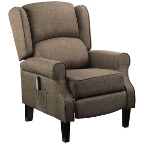 HOMCOM Wingback Brown Recliner Massage Chair with Heat Fabric Sofa Remote Control and Footrest for Living Room