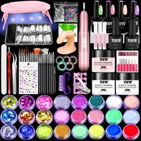 Acrylic Nail Kit with Drill, 4 Colors Gel Polish and UV Light Nail Kit, Birthday Gifts for Women, Valentines Day Gifts for Girl