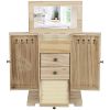 HOMCOM 4-Tier Wooden Jewelry Box for Women, Jewelry Organizer with Mirror and 2 Drawers for Rings Earrings Necklaces, Brown