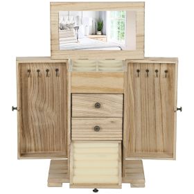 HOMCOM 4-Tier Wooden Jewelry Box for Women, Jewelry Organizer with Mirror and 2 Drawers for Rings Earrings Necklaces, Brown