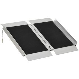 HOMCOM 2ft Folding Wheelchair Ramp, Aluminum, Non-Slip Surface, 600lbs Capacity, for Doorways