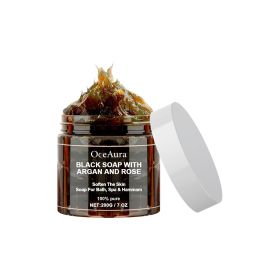 OceAura Black Soap With Argan And Rose, Deep Cleansing Moisturizing Skin Deodorizing Long-Lasting Cleansing Soap