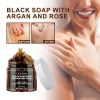 OceAura Black Soap With Argan And Rose, Deep Cleansing Moisturizing Skin Deodorizing Long-Lasting Cleansing Soap