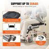 VEVOR Shower Commode Wheelchair with 4 Lockable Wheels, Footrests, Flip-up Arms, 3-Level Adjustable Height, 5L Removable Bucket, 350 LBS Capacity