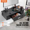 VEVOR Wall-Mounted Salon Workstation, Equipped with 3 Holders for Hair Dryers, Secure Drawer with Lock, Ideal for SPA, Hairdressing Salons