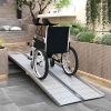 HOMCOM Aluminum Wheelchair Ramp, 8ft, Foldable, Textured for Home Access, Steps, Doorways, Silver