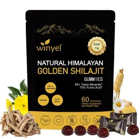 Shilajit Gummies, Himalayan Shilajit Supplements, Ashwagandha, Gokshura, 85 Trace Minerals, High Potency Gold Grade, 60 Gummies For Energy Boost, (Option: One pack)