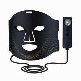 7 Color Cordless LED Face Mask For Wrinkle & Acne Reducing - Black (Color: Black)